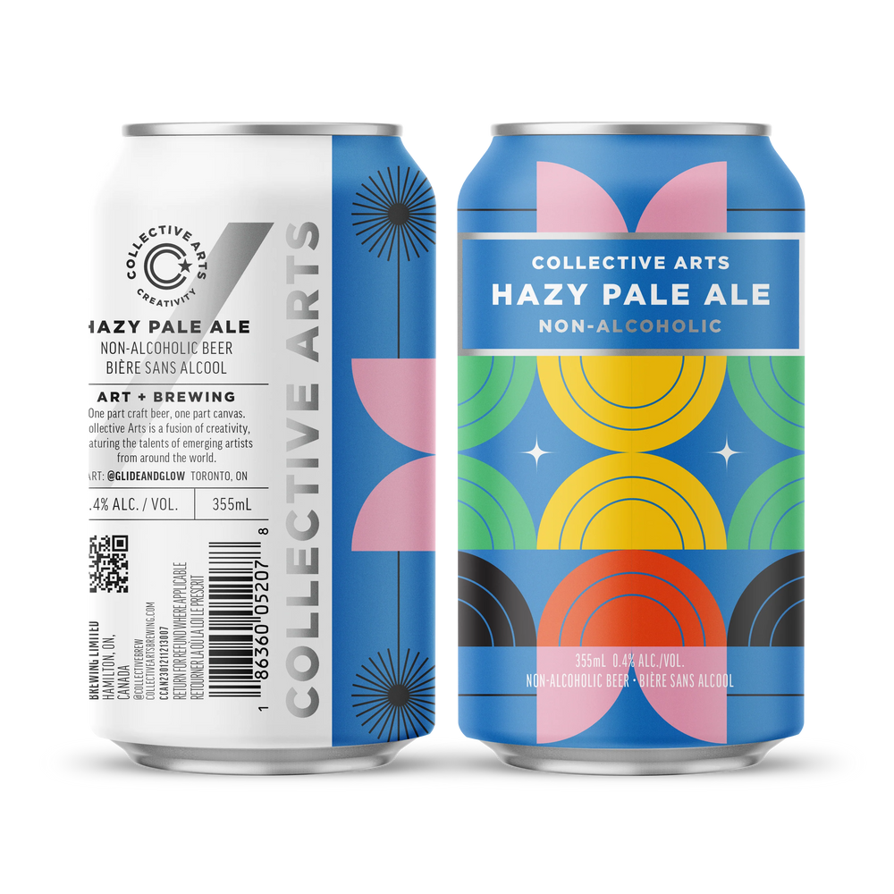 Bière Collective Arts Hazy Pale Ale sans alcool 0,4% Sanzalc, cave sans alcool pour adultes décomplexés